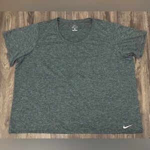 Women’s Nike Dri-Fit Legend Heather Grey/ White Swoosh Training T-Shirt- Size 3X